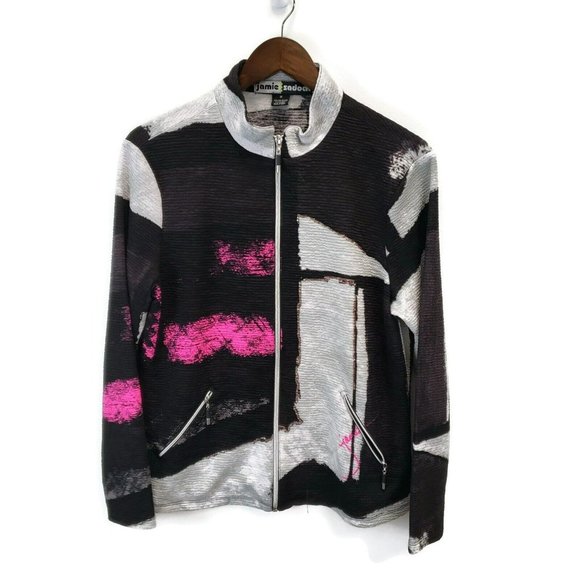 jamie sadock Jackets & Blazers - Jamie Sadock Womens Crinkle Full Zip Jacket Size M Mock Neck Abstract Stretch